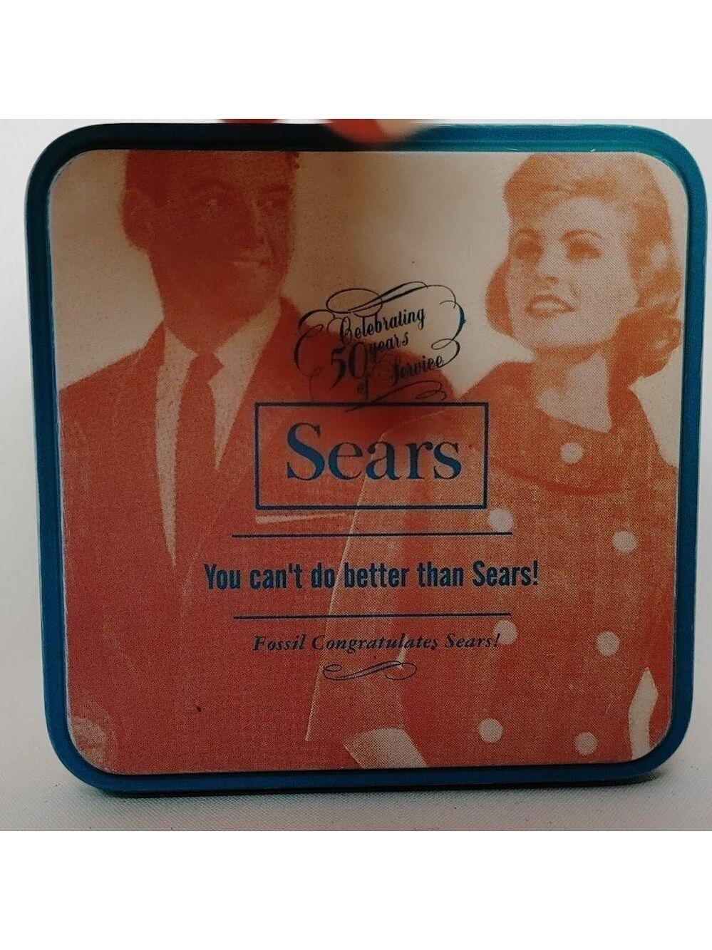 2002 FOSSIL Tin SEARS Department Store Celebrating 50 Years of Service EMPTY